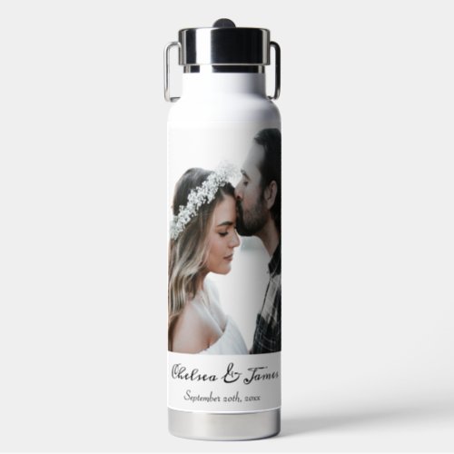 Personalized Calligraphy Add Your Own Photo Script Water Bottle