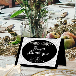Personalized Calligraphy - Black/Silver Place Card