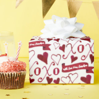 Personalized Calligraphy Boho Valentine's Day XOXO Wrapping Paper