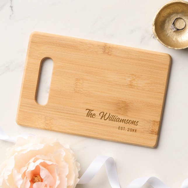 Personalized Calligraphy Family Name Wedding Gift Engraved Cutting Board (Wedding)