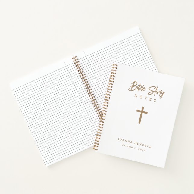 Personalized Calligraphy Gold Cross Bible Study  Notebook (Inside)