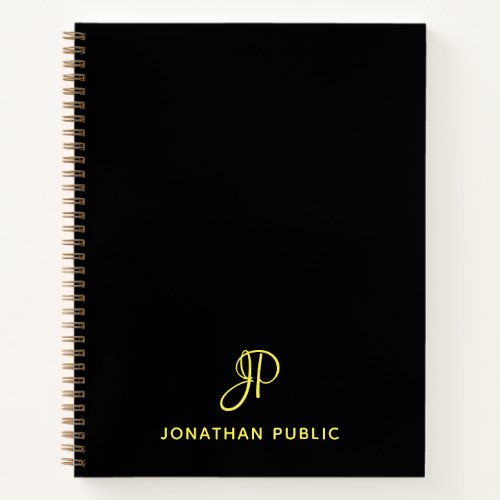 Personalized Calligraphy Gold Monogram Name Notebook