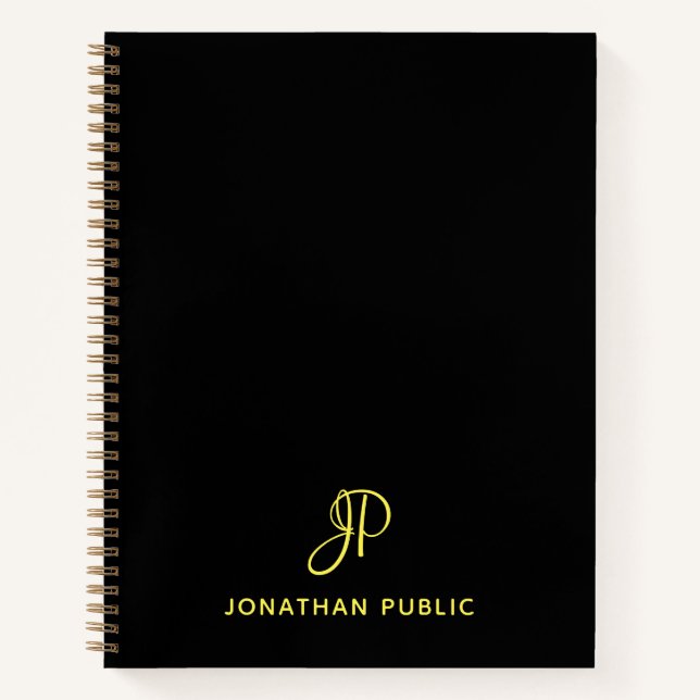 Personalized Calligraphy Gold Monogram Name Notebook (Front)