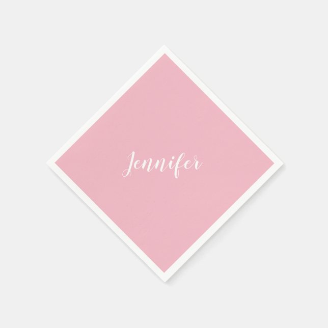 Personalized Calligraphy Jennifer Name Design Pink Paper Napkins (Corner)