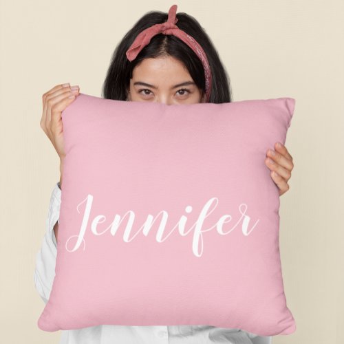Personalized Calligraphy Jennifer Name Design Pink Throw Pillow