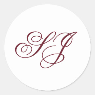 Personalized Calligraphy Monogram Wedding Classic Round Sticker