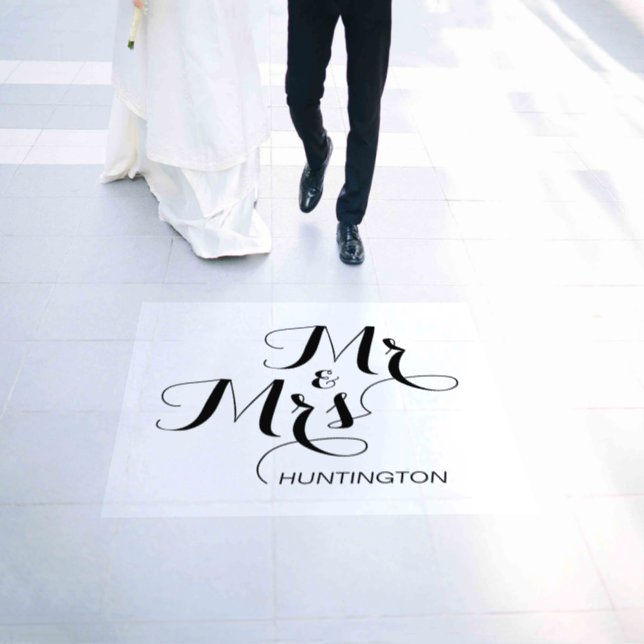 Personalized Calligraphy Mr and Mrs Wedding Floor Decals (Wedding)