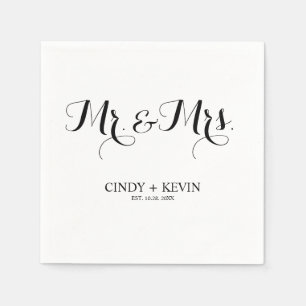 Personalized Calligraphy Mr and Mrs Wedding Paper Napkins