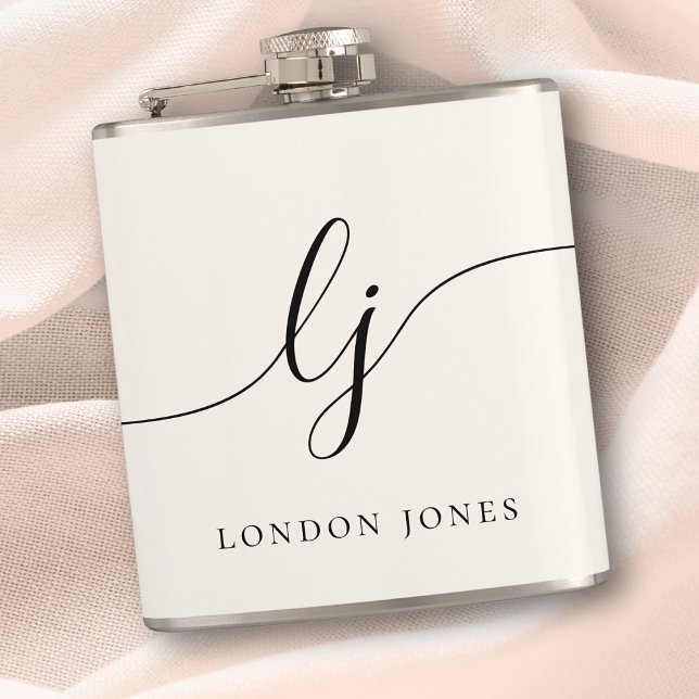 Personalized Calligraphy Name Ivory Bachelorette Flask (Creator Uploaded)