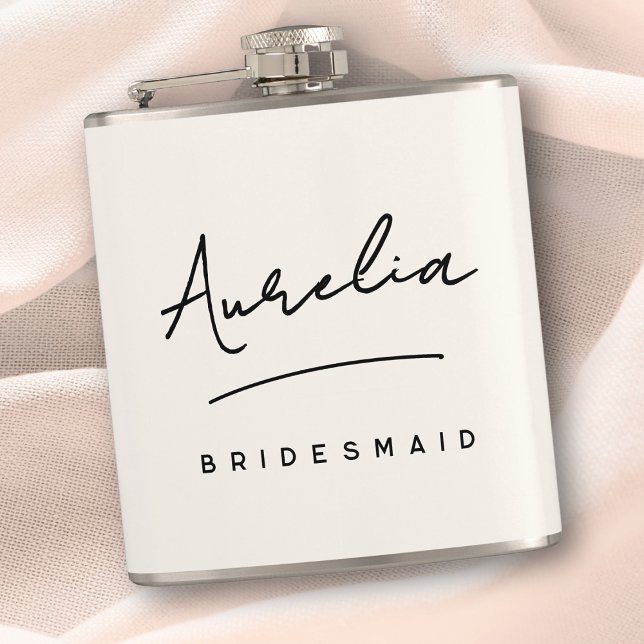 Personalized Calligraphy Name Ivory Bachelorette Flask (Creator Uploaded)