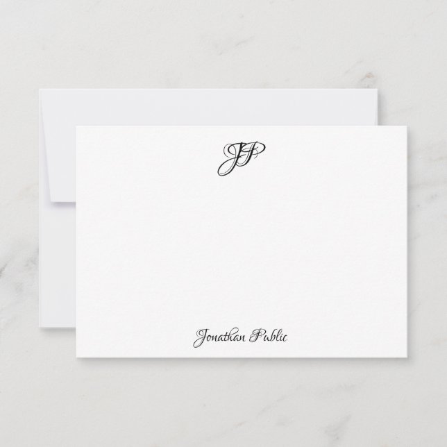 Personalized Calligraphy Name Monogram Elegant Note Card (Front)
