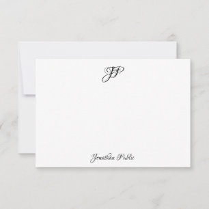 Personalized Calligraphy Name Monogram Elegant Note Card