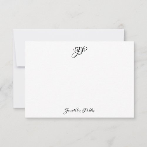 Personalized Calligraphy Name Monogram Elegant Note Card