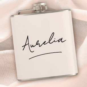 Personalized Calligraphy Name Pink Bachelorette Flask