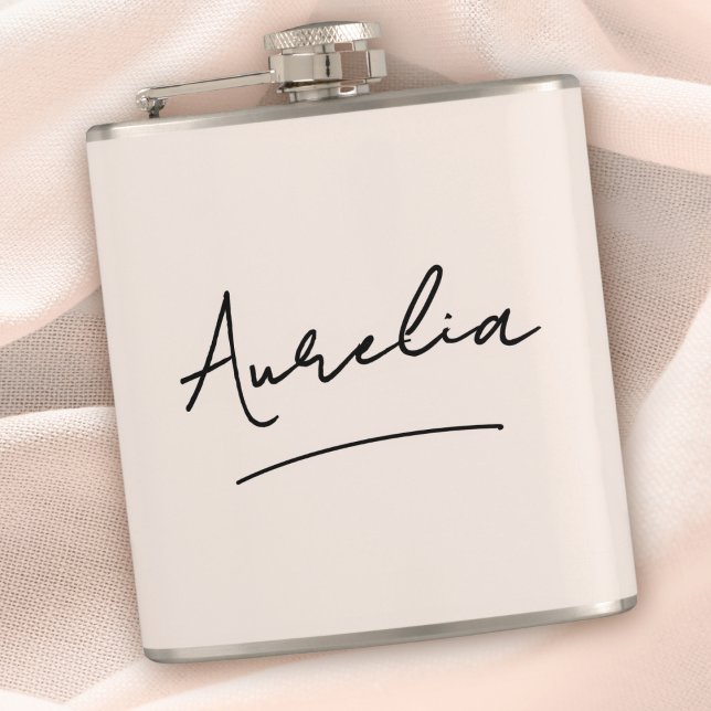 Personalized Calligraphy Name Pink Bachelorette Flask (Creator Uploaded)