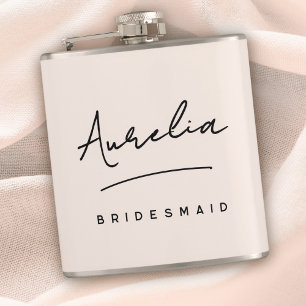 Personalized Calligraphy Name Pink Bachelorette Flask