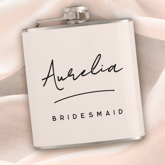 Personalized Calligraphy Name Pink Bachelorette Flask (Creator Uploaded)
