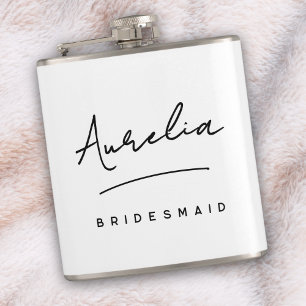 Personalized Calligraphy Name Pink Bachelorette Flask