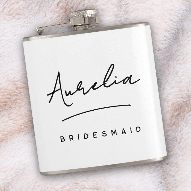 Personalized Calligraphy Name Pink Bachelorette Flask (Creator Uploaded)