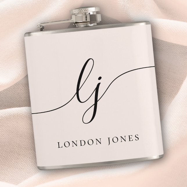 Personalized Calligraphy Name Pink Bachelorette Flask (Creator Uploaded)