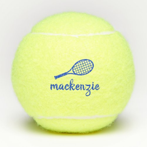 Personalized Calligraphy Script Name Blue Tennis Balls