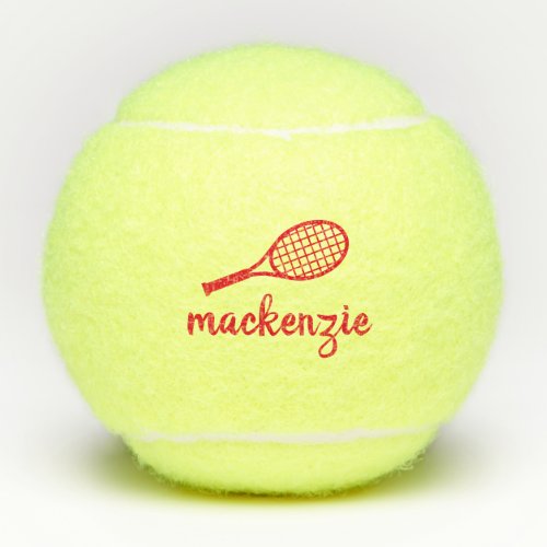 Personalized Calligraphy Script Name Red Tennis Balls