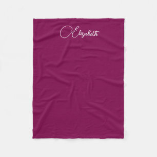 Personalized Calligraphy Script Name Wine Color Fleece Blanket