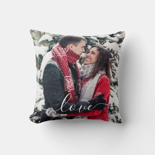 Personalized Calligraphy Script Photo Throw Pillow