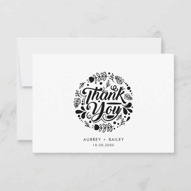 Personalized Calligraphy Wedding Thank You Card (Front)