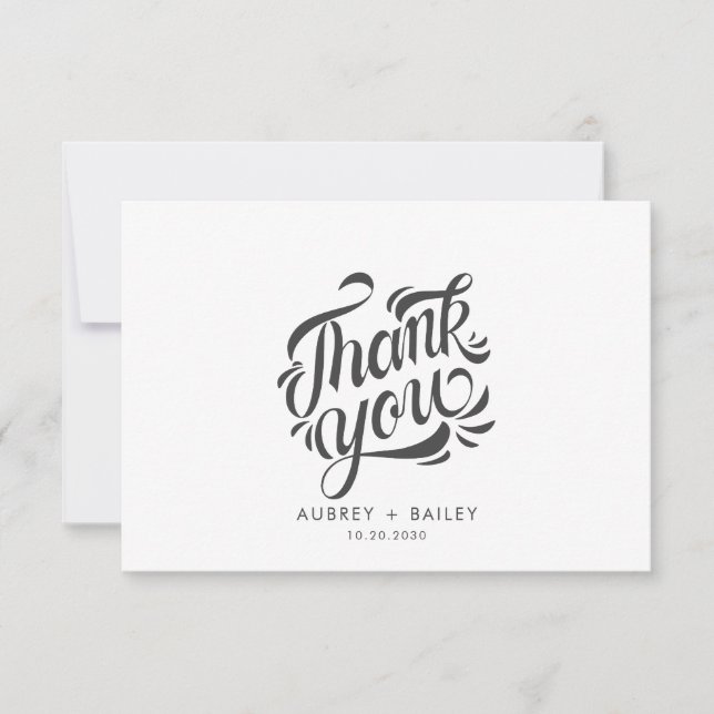 Personalized Calligraphy Wedding Thank You Ornate  (Front)