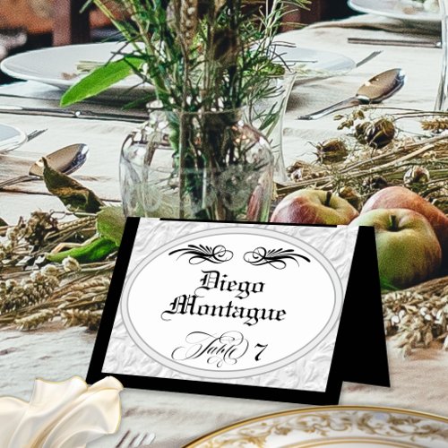 Personalized Calligraphy - White/Black Place Card