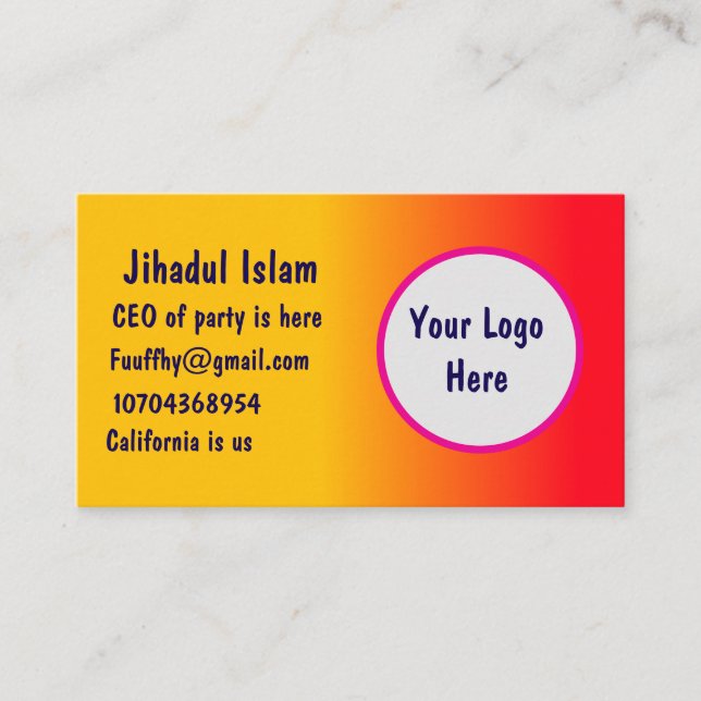Personalized  calling card (Front)