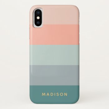 Personalized Calming Colors Wide Stripes Iphone X Case by kersteegirl at Zazzle