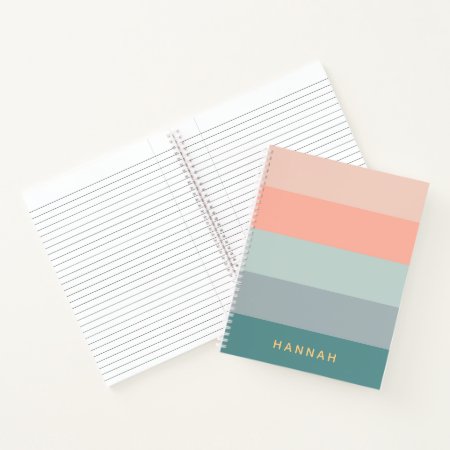 Personalized Calming Colors Wide Stripes Chic Notebook