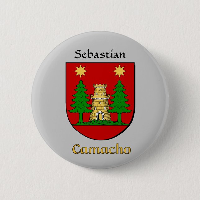 Personalized Camacho Historical Shield Pinback Button (Front)