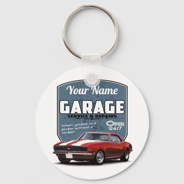 Personalized Camaro Garage Keychain (Front)