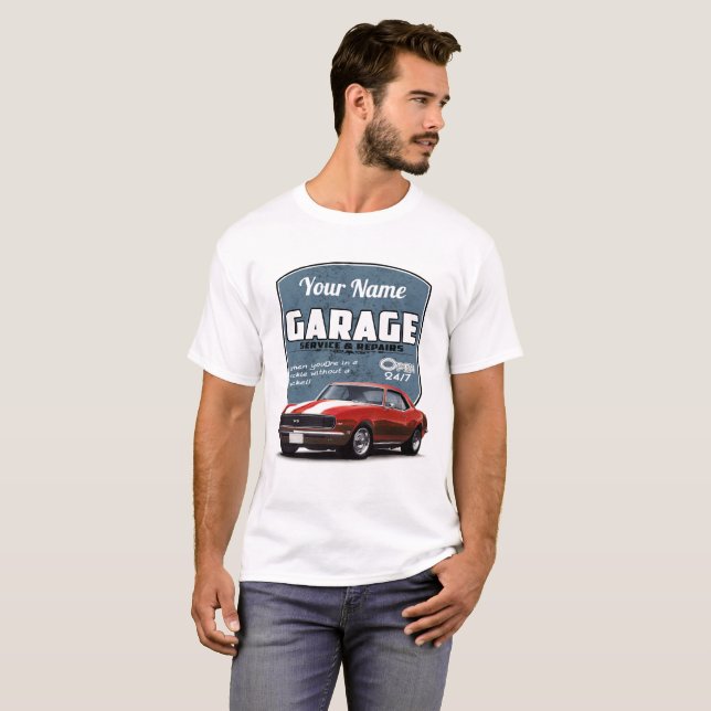 Personalized Camaro Garage T-Shirt (Front Full)