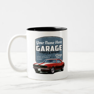 Personalized Camaro Garage Two-Tone Coffee Mug