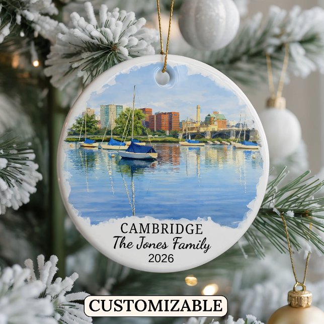 Personalized Cambridge Ornament, Massachusets Ceramic Ornament (Creator Uploaded)