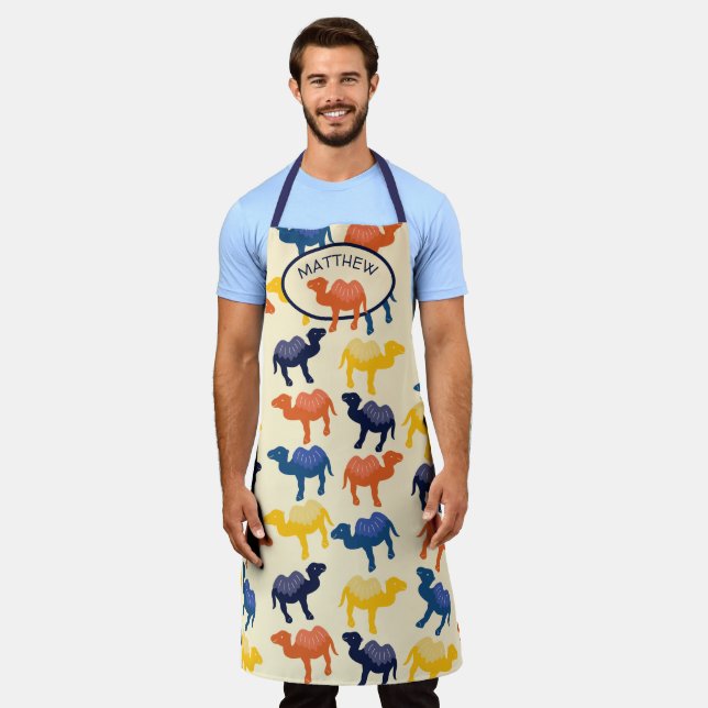 Personalized Camels Illustrations Patterned Apron (Worn)
