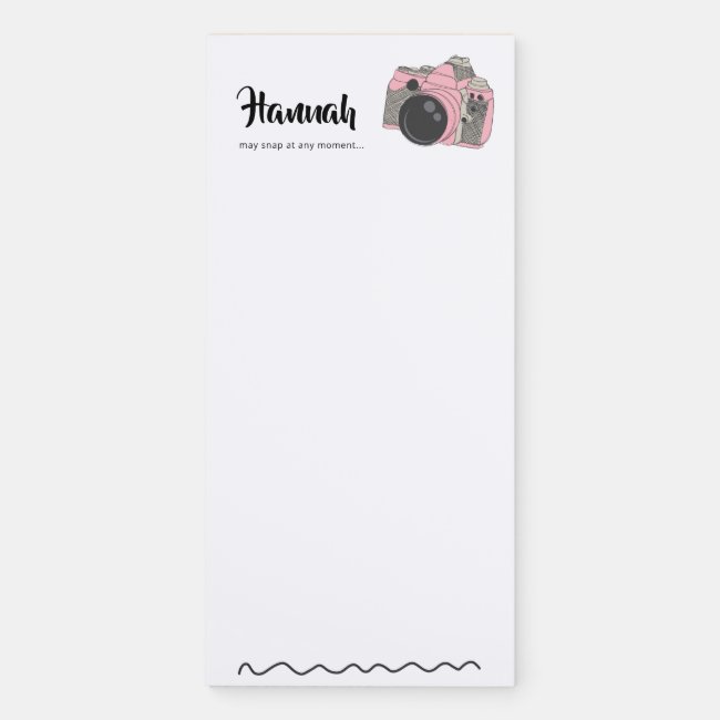 Personalized Camera Notepad, Gift for Photographer Magnetic Notepad