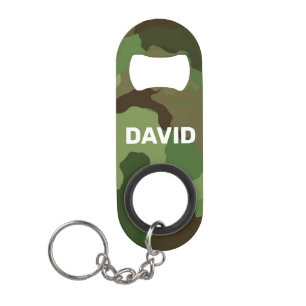 Personalized Camo Custom Name Army Man Keychain Bottle Opener