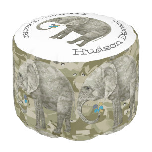Personalized Camo Elephant Pouf
