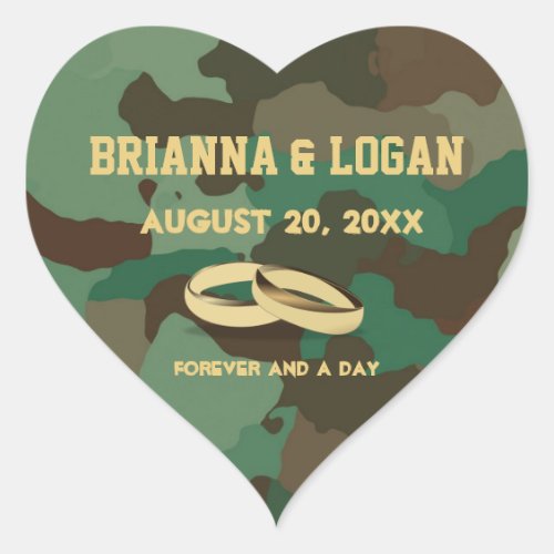 Personalized Camo Heart Wedding Cake Seal