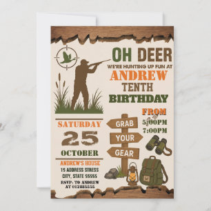Personalized Camo Hunting Birthday party Invitation