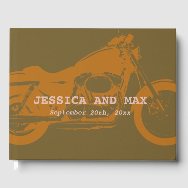 Personalized Camo-Inspired Biker Wedding Guest Book (Front)