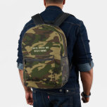 Personalized Camo Military Green Boys Mens Printed Backpack