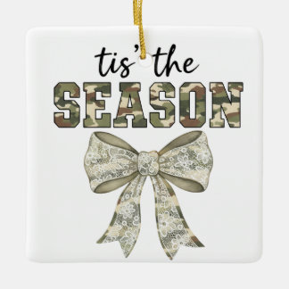 Personalized Camo "Tis the Season" Photo Ceramic Ornament