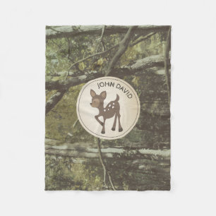 Personalized Camouflage Deer Fleece Blanket