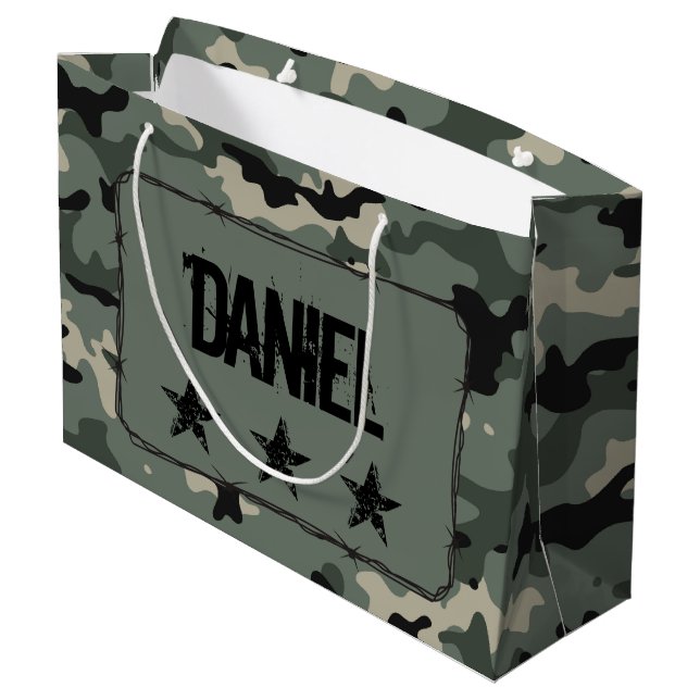 Personalized Camouflage Large Gift Bag (Back Angled)